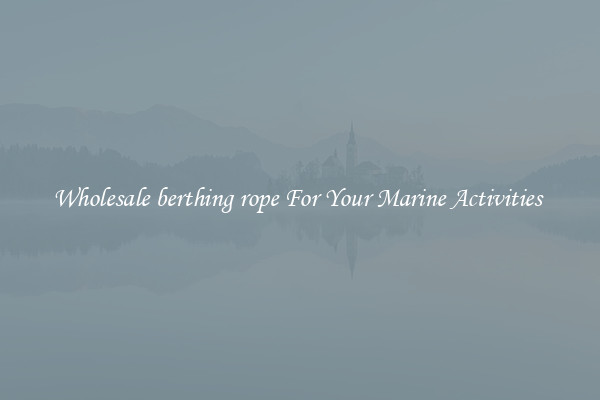 Wholesale berthing rope For Your Marine Activities 