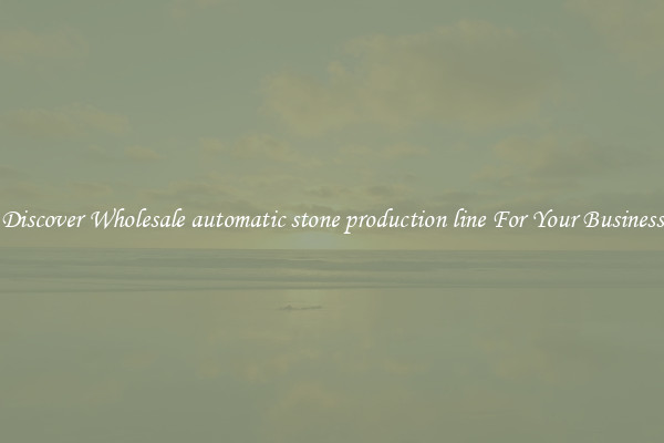 Discover Wholesale automatic stone production line For Your Business